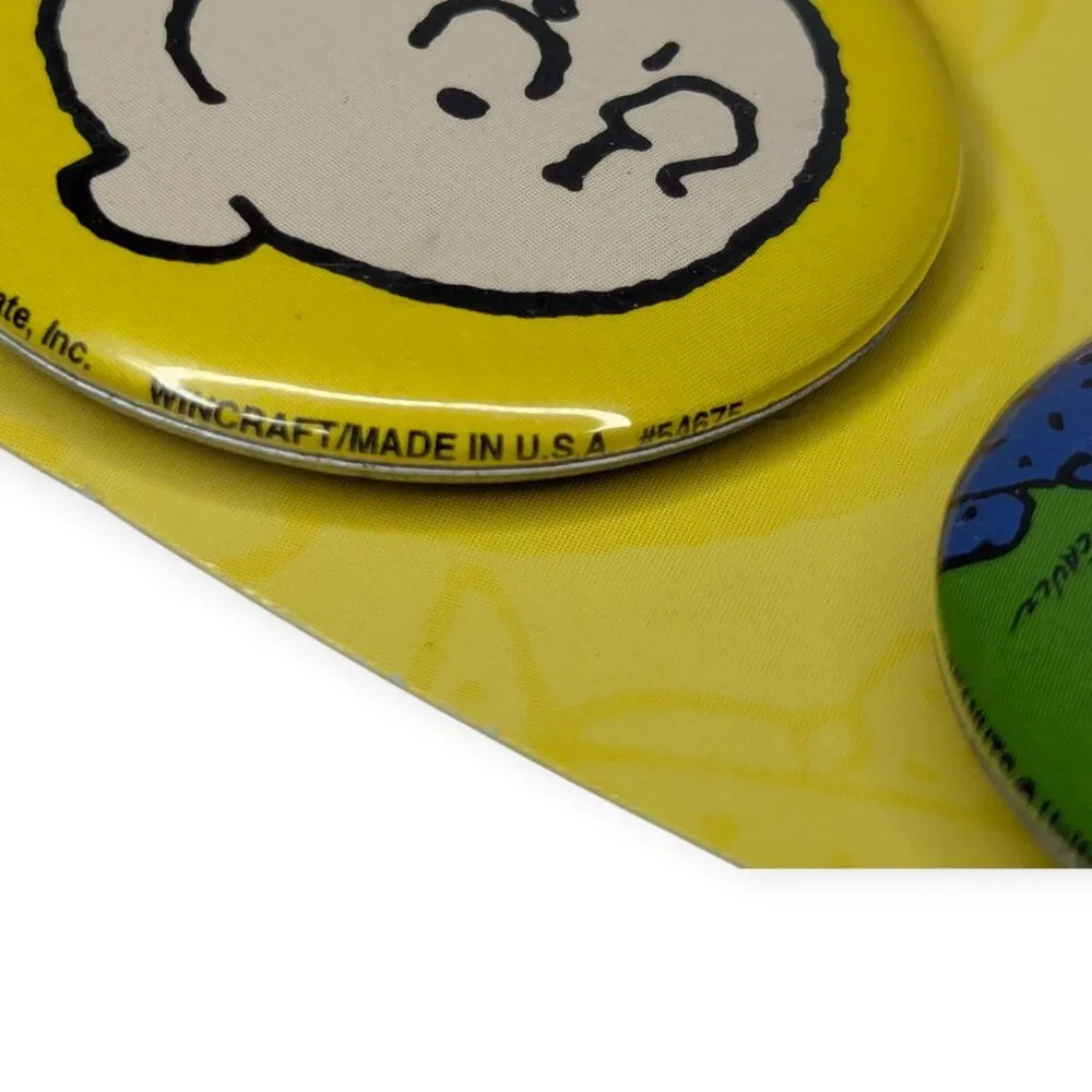 Vintage 1998 Wincraft Peanuts Pinback Buttons Set of 8 On Card Sealed NOS